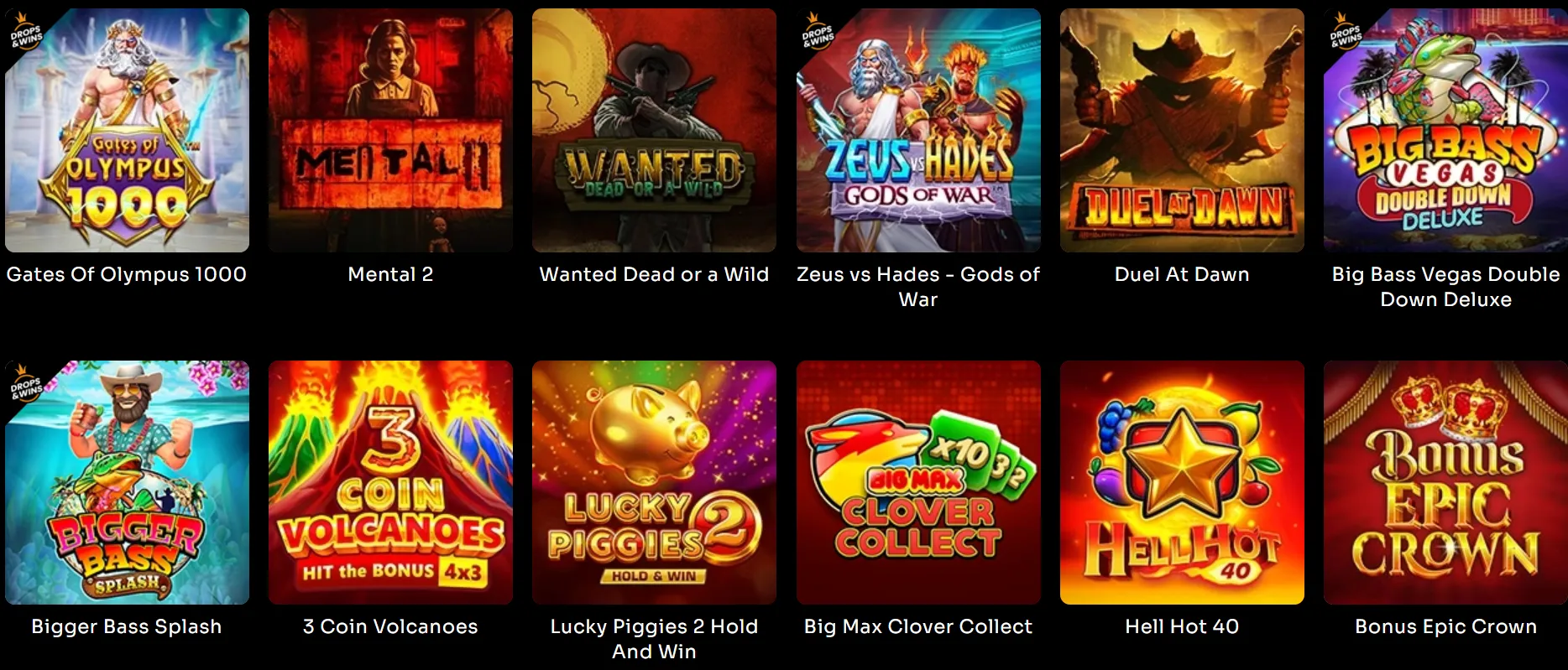 WatchMeWin Casino – kafelki z automatami w stylu Bonus Buy